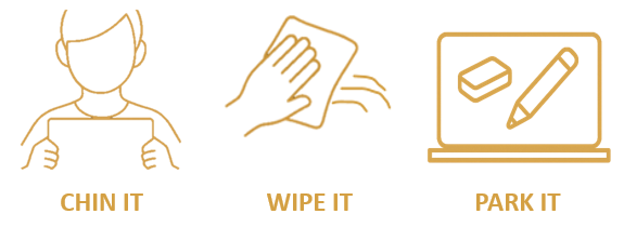 Mini whiteboard routine: Chin It (hold board to chin), Wipe It, Park It (marker and eraser on top, pushed to top of desk)